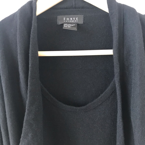 Forte Cashmere black sweater with built in vest - Picture 6 of 12